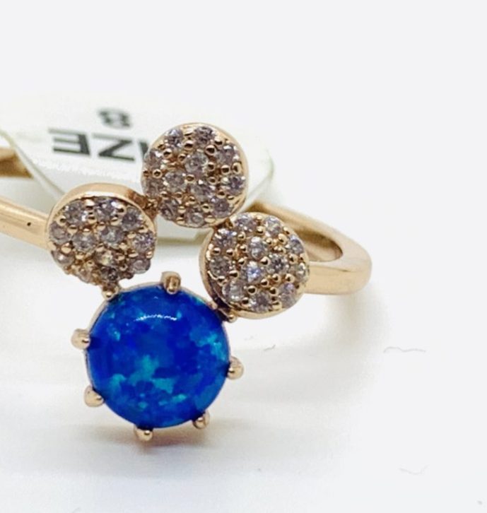 Blue Opal Rose Gold Finger Ring