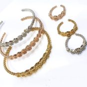 Zircon Studded 3 Bangles with 3 Rings Set