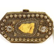 Agate Stone Antique Brass Clutch Bag