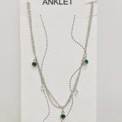 Striking Silver Green Anklet