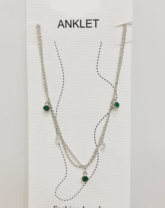 Striking Silver Green Anklet