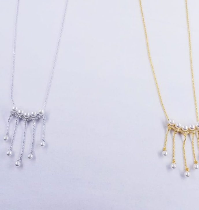 Hanging Pearls CZ Short Necklace
