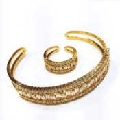 Baguette Zircon Bracelet with Finger Ring