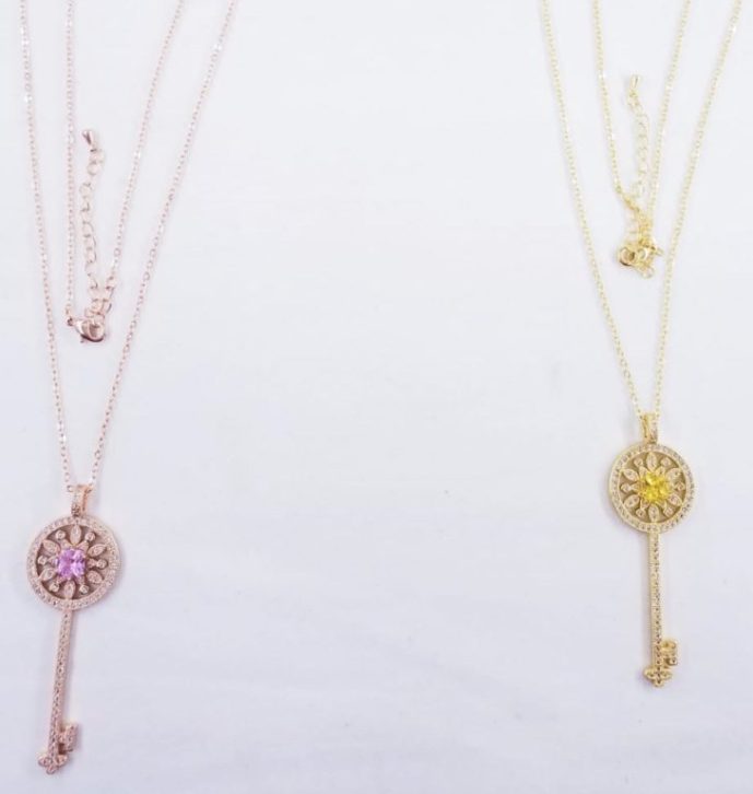 Zircon Long Chain Key Necklace