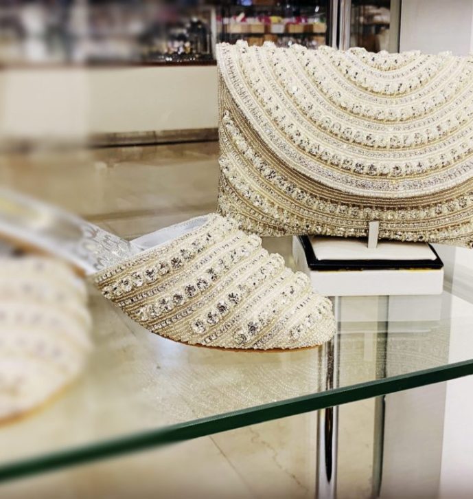 Silver Elegant  Lady Clutch and Shoe