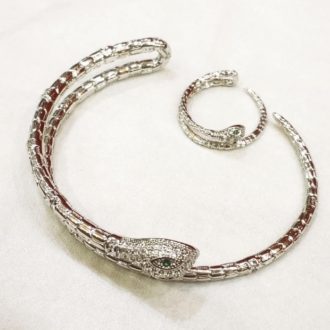 Open End CZ stone Bangle with Ring.