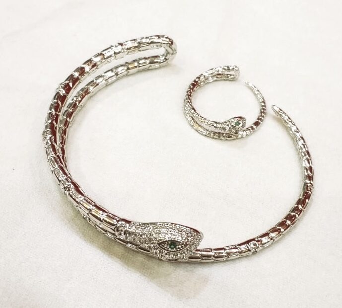 Open End CZ stone Bangle with Ring.