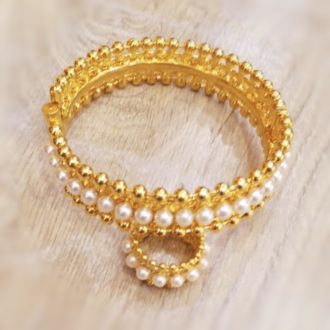 Lulu Gold Bangle with Finger Ring