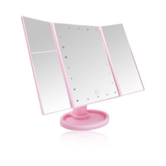 Folded Magnifying Mirror With Touch Sensitive Light Control