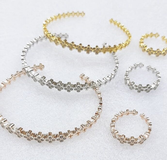 Bracelet with Finger Ring Set