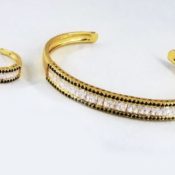 Bold Black Bracelet with Ring Set