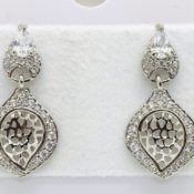 Silver Drop Zircon Earrings