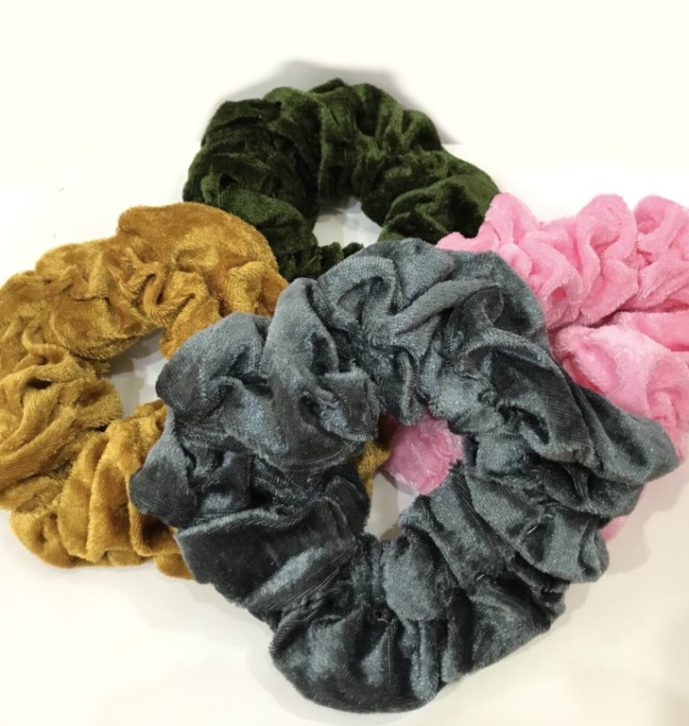 Large Size Velvet Hair Elastics 4 Pieces in One Packet