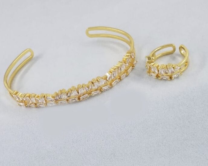 Unique Baguette Cz Bracelet and Ring Set