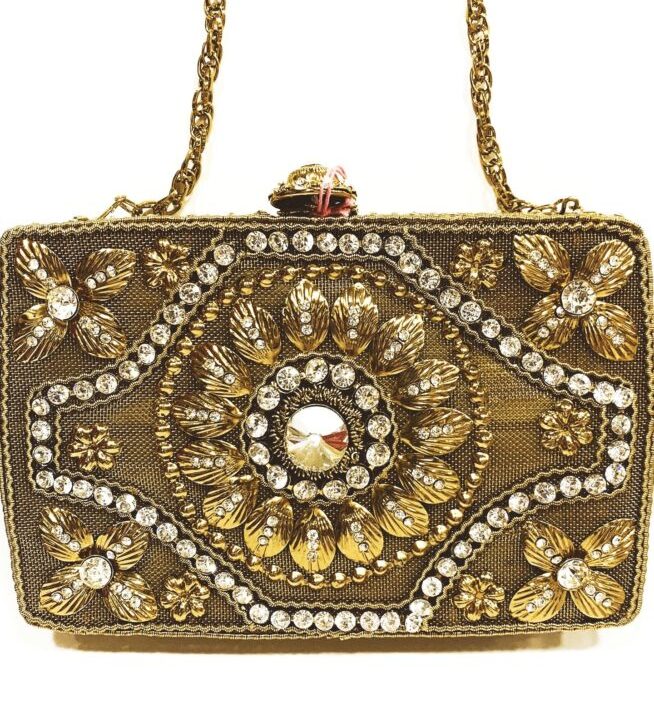 Handcrafted Square Antique Brass Clutch Bag