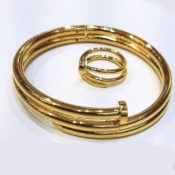 Shining Star Stainless Steel Open Bracelet With Ring