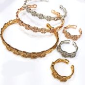 Zircon Bracelets with Rings Set.- 3 Bracelet with 3 Rings
