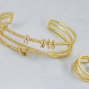 Golden Links CZ Bracelet With Ring.