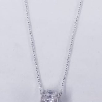 Silver Ball Cz Short Necklace