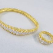 Delicate mini CZ Stones Bracelet with Ring Set