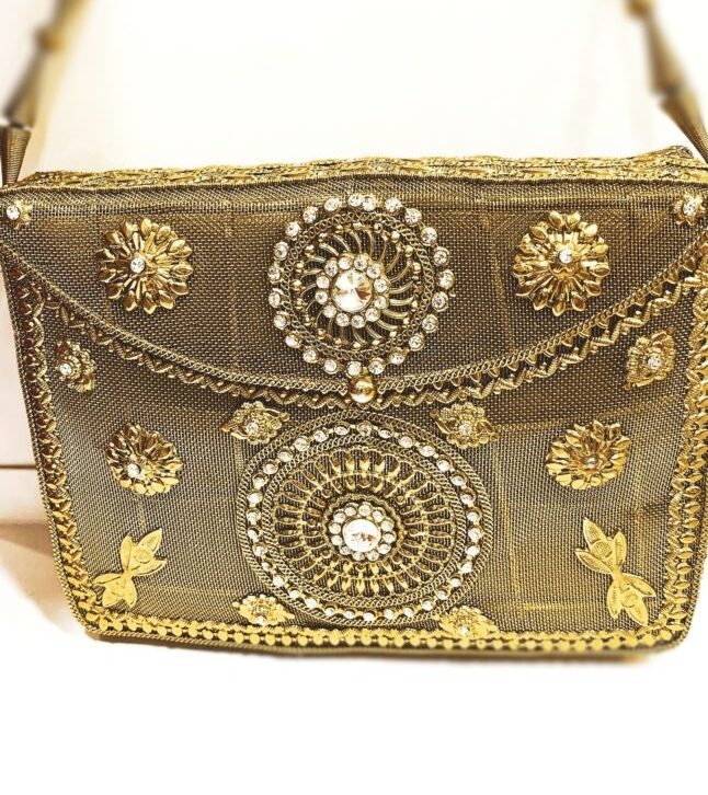 Diwali Design Antique Brass Clutch Bag