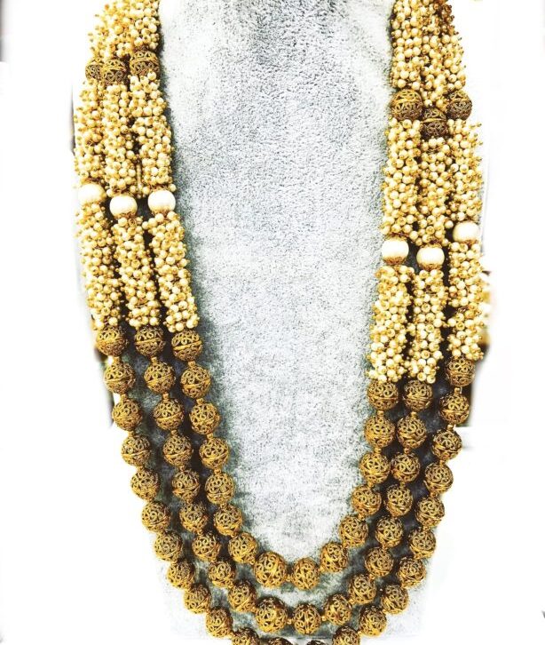 3 Layers Indian Pearl Necklace Set