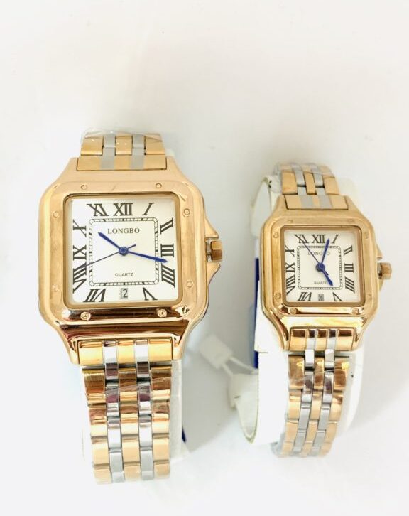 LONGBO Couple Watches – Rose Gold & Silver Strap