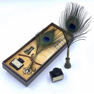 Peacock Feather Writing Ink Pen