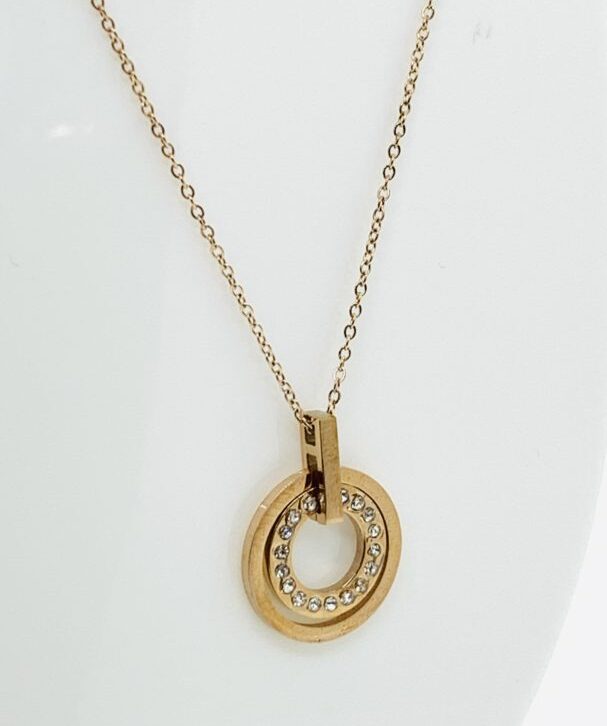 Ring Crystal Rose Gold Plated Necklace
