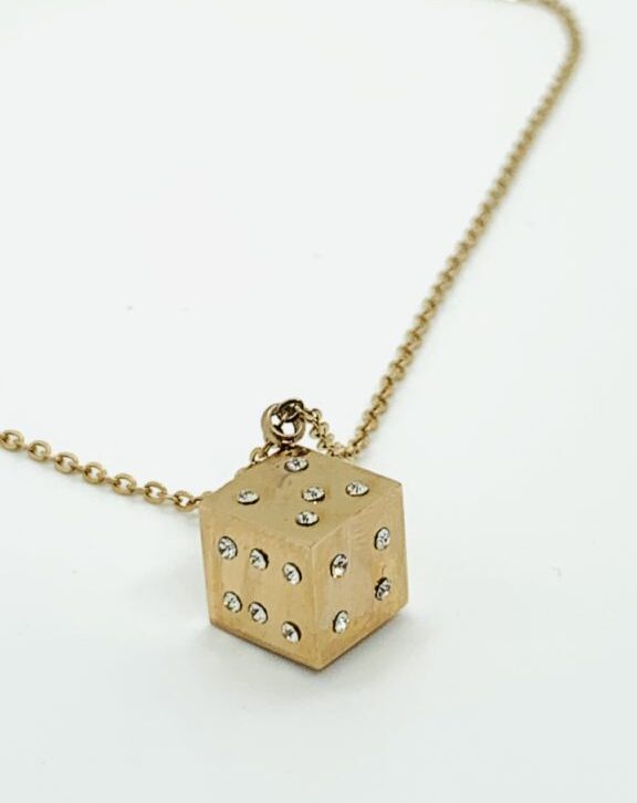 Stainless Steel Rose Gold Plated Dice Necklace
