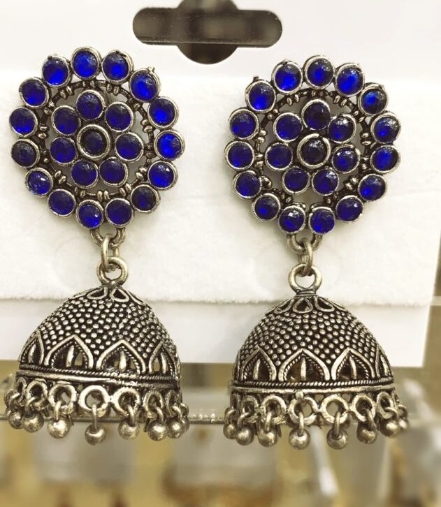 Blue Antique Silver Earrings