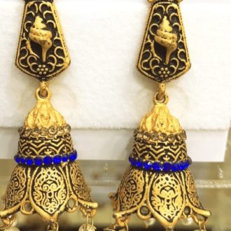 Designer Indian Earrings With Blue Zircon