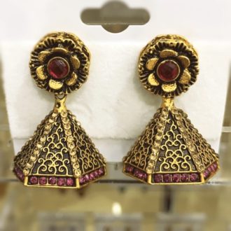 Ethnic Indian Earrings with Coloured Zircon