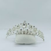 Silver Oval Crystal Crown Tiara