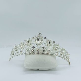 Silver Oval Crystal Crown Tiara