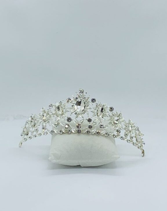 Silver Oval Crystal Crown Tiara