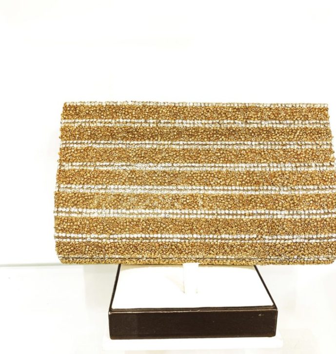 Compact Beads And Crystal Clutch Bag