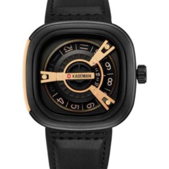 Kademan Black Unique Display Leather Analog Men's Watch