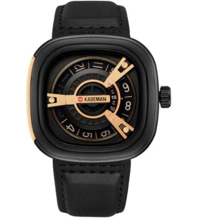 Kademan Black Unique Display Leather Analog Men’s Watch