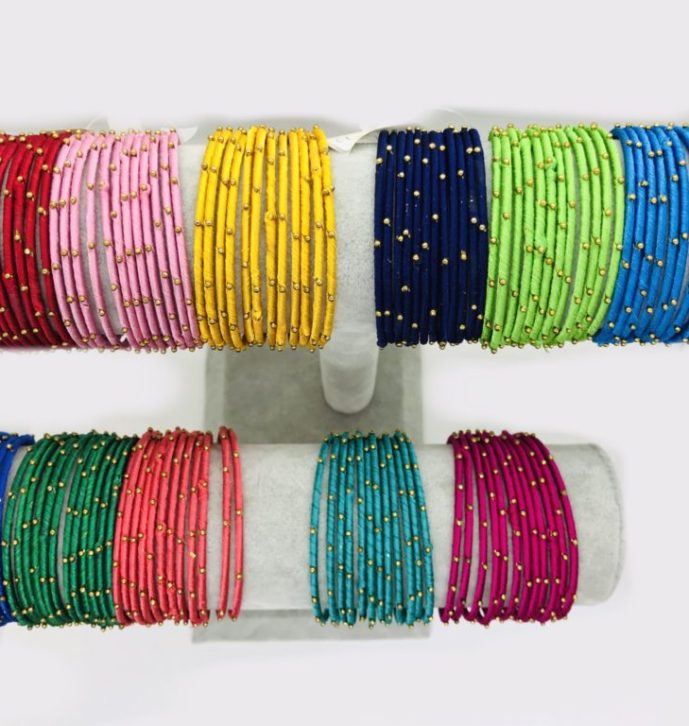 Indian Silk Beads Ladies Bangles – 12 piece – Ladies Small Size (2-4)