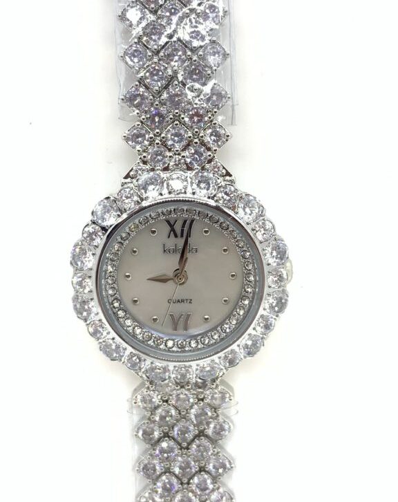 Kalada Silver Rhinestones Round Water Resistance Watch