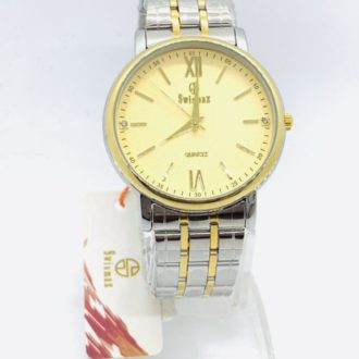 Swismax Classic Two-Tone Golden Dial Water Resistance Watch