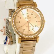 Sveston Rose Gold Round Dial Stone Water Resistance Watch
