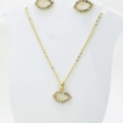 Golden Lips Necklace Earrings Set