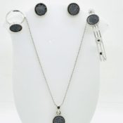 Grey Velvet Necklace Earring Bracelet and Ring Set