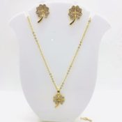Golden Flower Necklace Earring Set