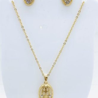 Golden Cage Necklace Earring Set