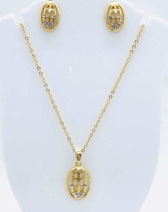 Golden Cage Necklace Earring Set