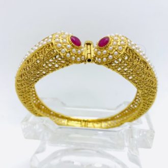 Red Stone Traditional Brass Bangle Unique Design Party Wear