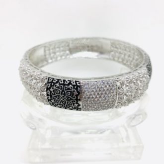 Brass Bangle With Black Meenakari and American Diamonds - Large 2.10
